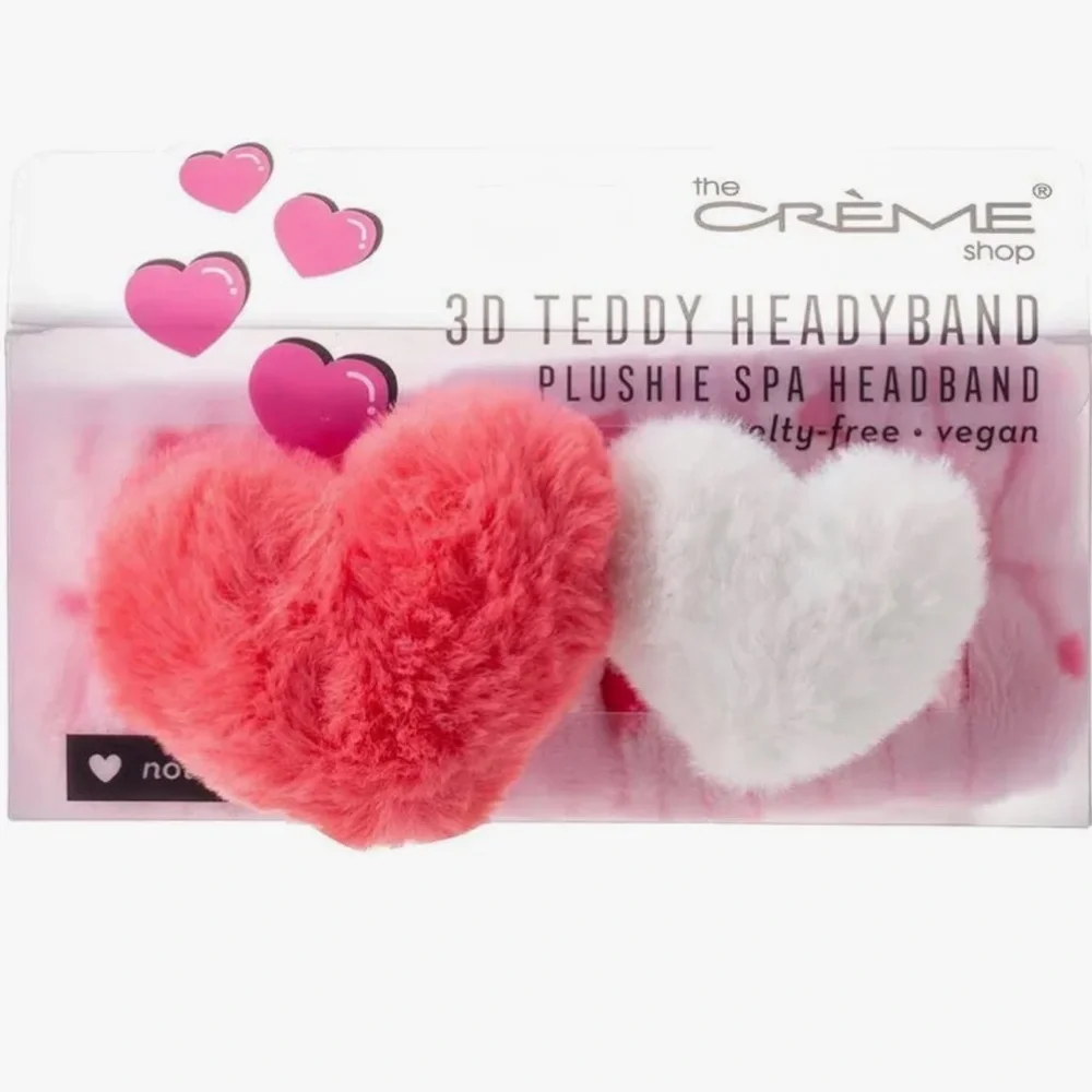 The Crème shop 3D Teddy headyband plushie spa HEARTS 💕 headband new in box!